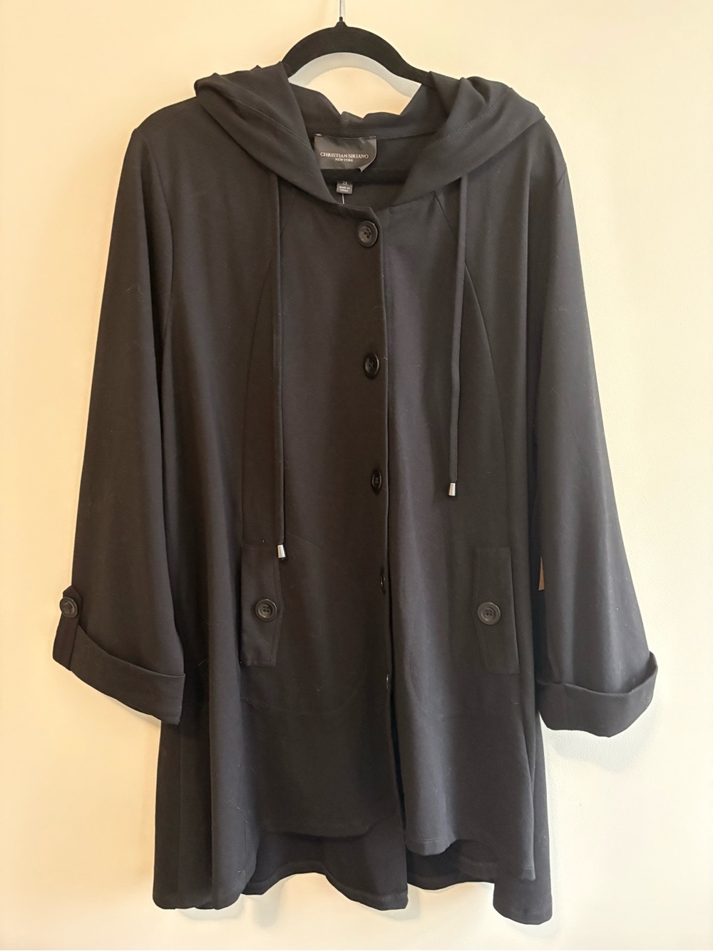 Christian Siriano Black Rayon Swing Coat
Size 2X NWT